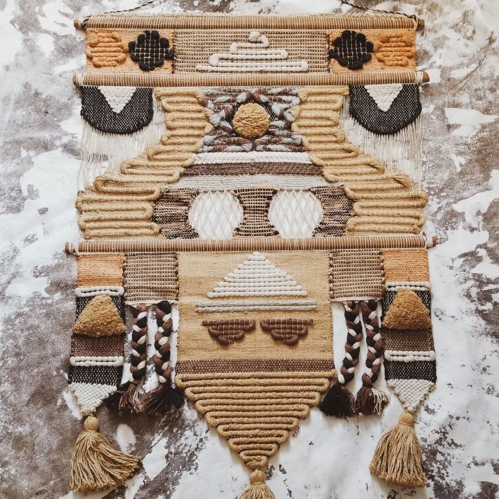 Vintage 1970s  Don Freedman Mid-Century Bohemian Fiber Art